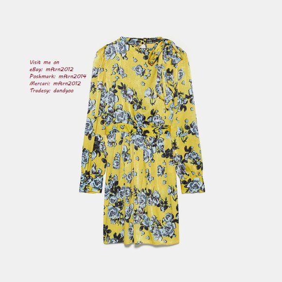 ZARA Floral Print Mini Dress with Tie* - Picture 15 of 15